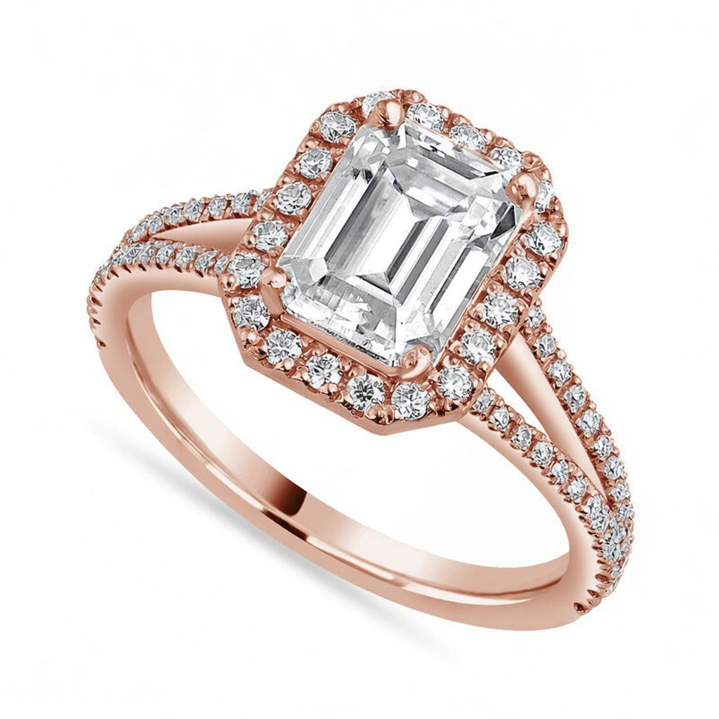 Julia 3.4 ct Lab Grown Radiant Cut Pave Split Shank Diamond Engagement Ring
