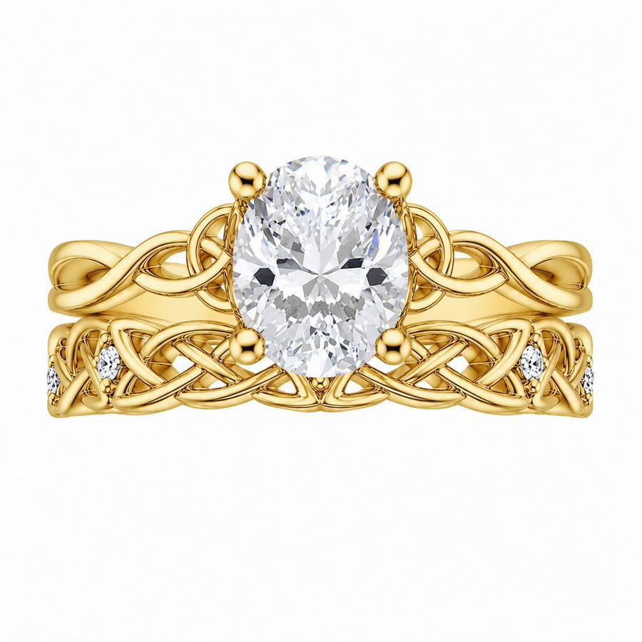 2.15 CT Entwined Celtic Love Knot Lab-Grown Diamond 2PCS Bridal Set in 14K White Gold – Everlasting Knot Wedding Ring Design
