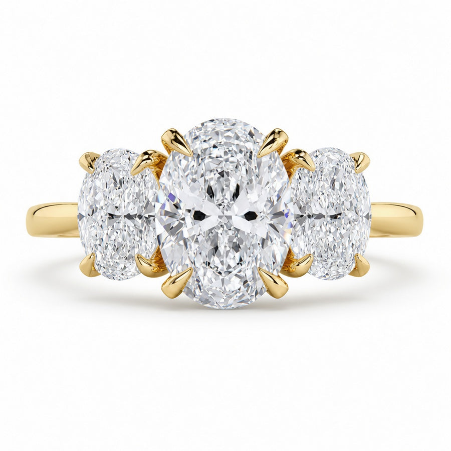 2.50 CT Oval Cut Lab-Grown Diamond Three-Stone Engagement Ring in 14K White Gold – Trilogy Anniversary Design