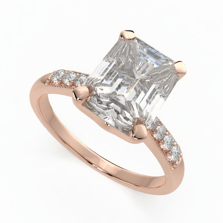 Federica 3.4 Carat Emerald Cut 4 Prong Engagement Ring