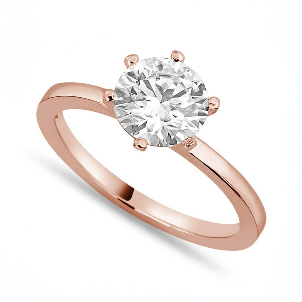 Hazel 3 ct Lab Grown Round Cut Classic 6 prong Diamond Engagement Ring