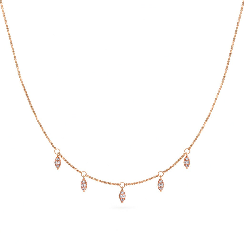 0.5 Ct Marquise Cut Diamond Chain Necklace VS1 D-F White Gold 14k