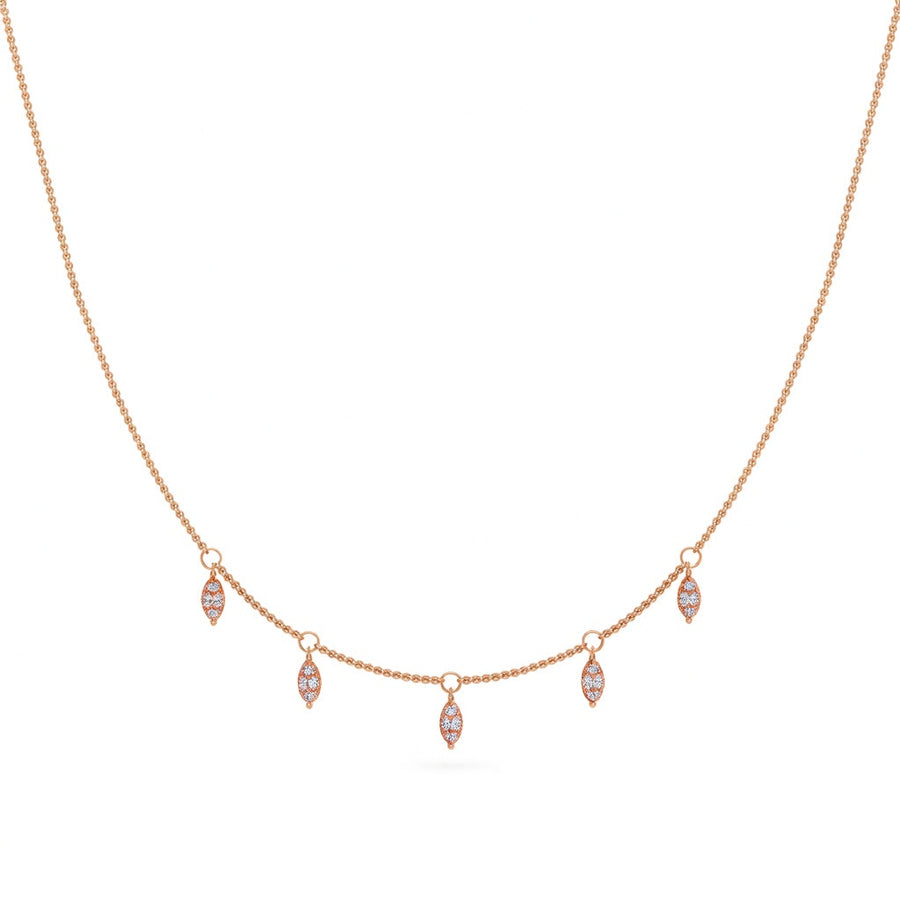 0.5 Ct Marquise Cut Diamond Chain Necklace VS1 D-F White Gold 14k