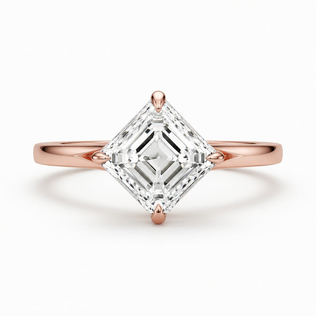 3.00 CT Asscher Cut Lab-Grown Diamond Solitaire Engagement Ring in 14K White Gold â€“ Split Shank Anniversary Design from Diamond Studio