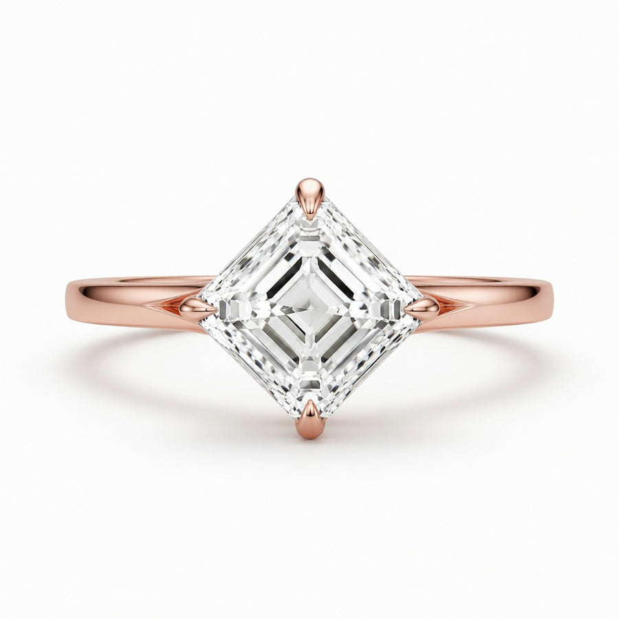 3.00 CT Asscher Cut Lab-Grown Diamond Solitaire Engagement Ring in 14K White Gold – Split Shank Anniversary Design