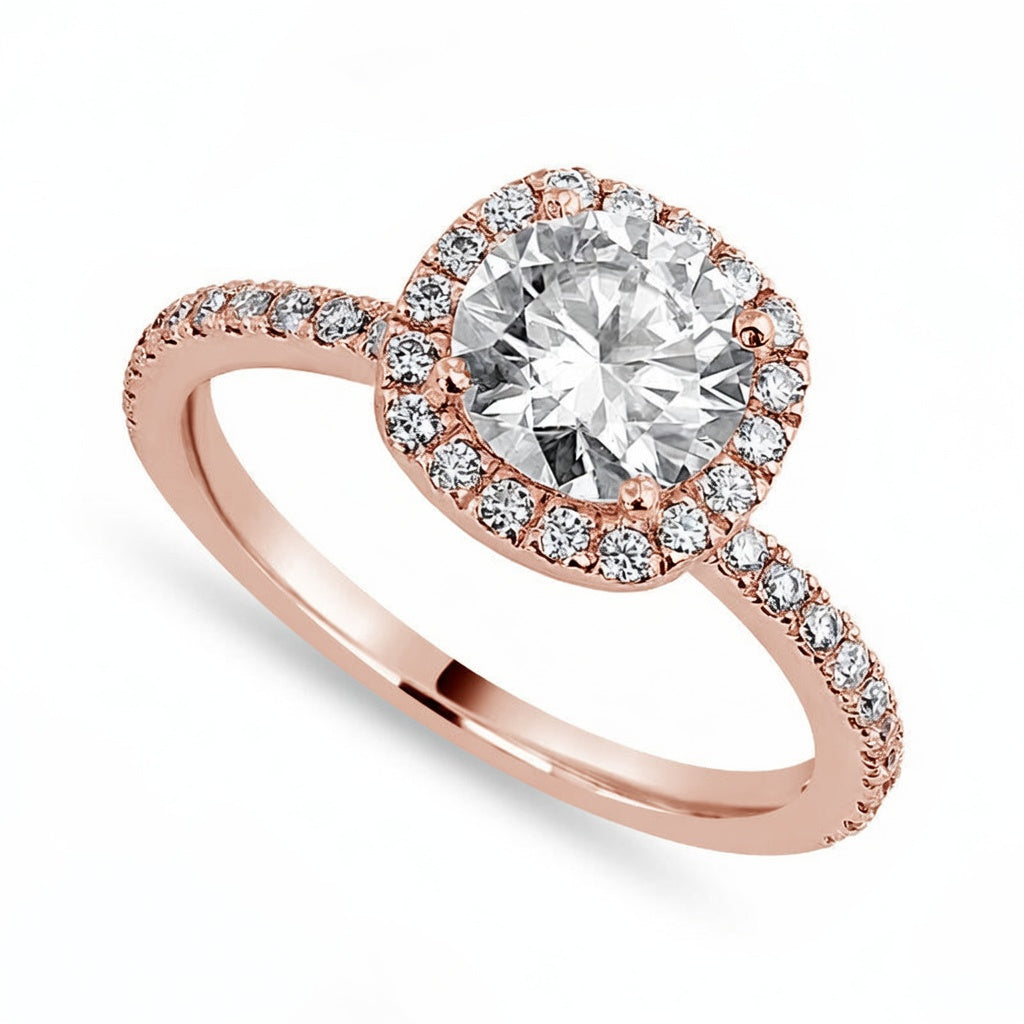 Isla 1.41 ct Lab Grown Cushion Cut Pave Halo Diamond Engagement Ring