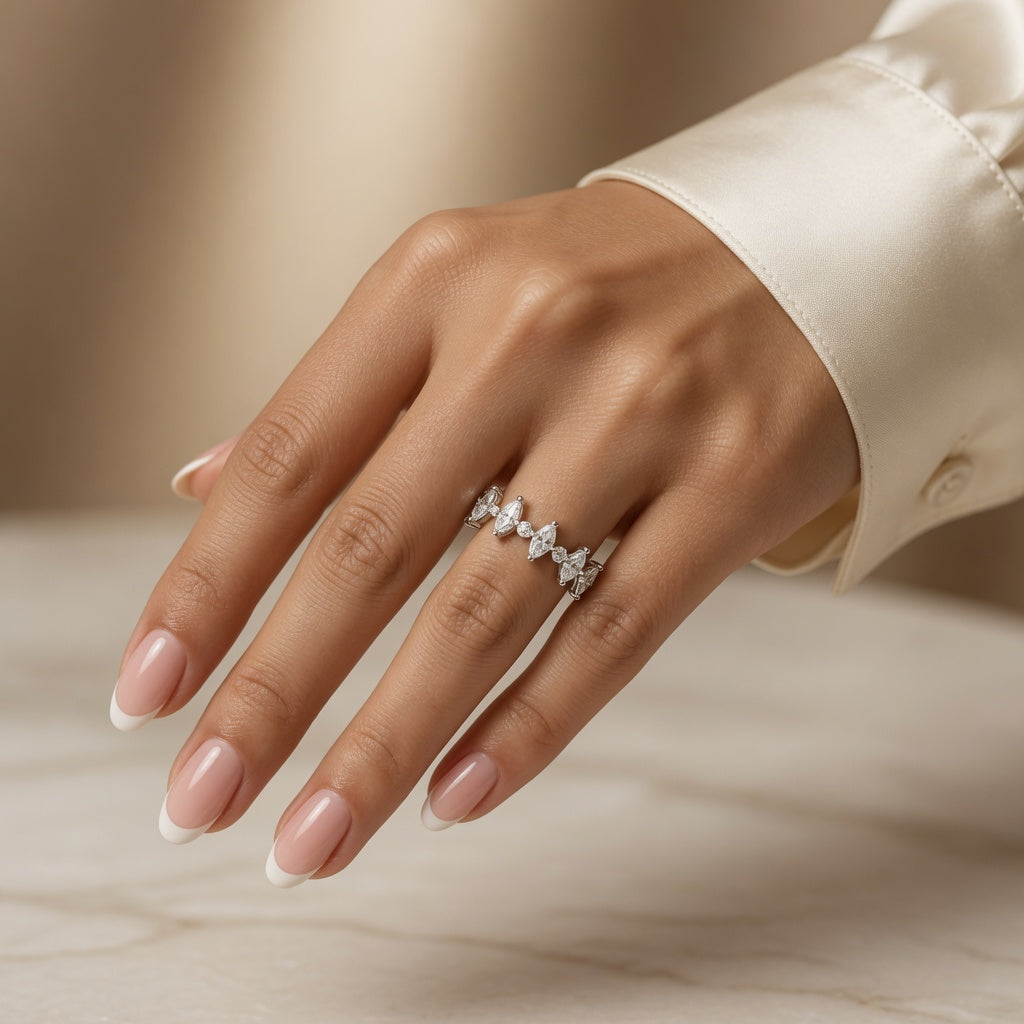 1.25 CT Lab-Grown Diamond Stackable Fashion Ring in 14K White Gold (D–F / VS1–VS2)