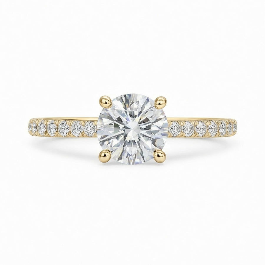 2.00 CT Round Brilliant Lab-Grown Diamond Hidden Halo Engagement Ring in 14K White Gold – Pavé Set Wedding Design