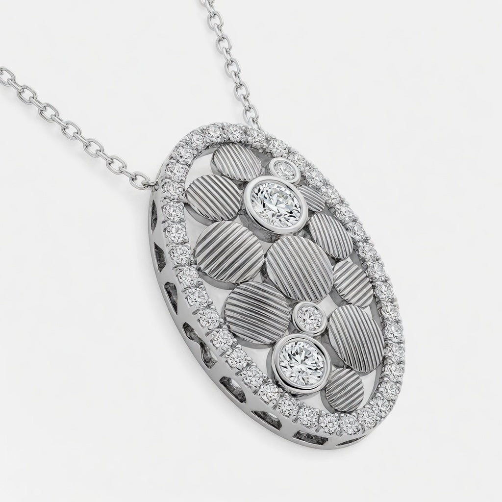 1.00 CTW Round Lab-Grown Diamond Oval Pebbles Pendant (D–F / VS1–VS2)