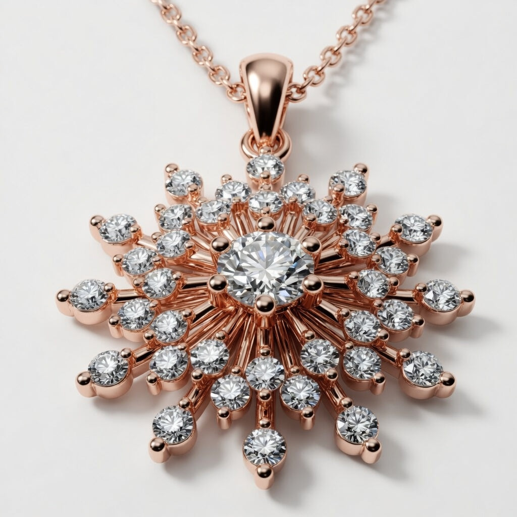 14K White Gold Sunburst Lab-Grown Diamond Pendant (1.20 CTW – D–F / VS1–VS2)
