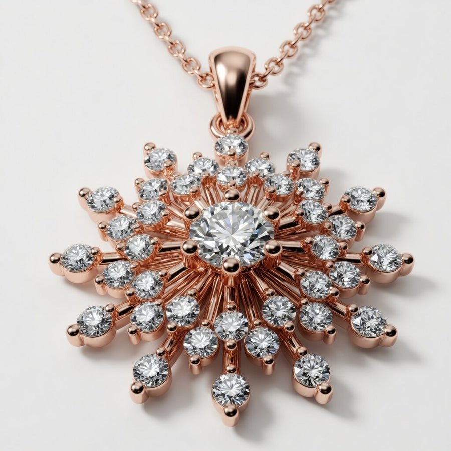 14K White Gold Sunburst Lab-Grown Diamond Pendant (1.20 CTW – D–F / VS1–VS2)