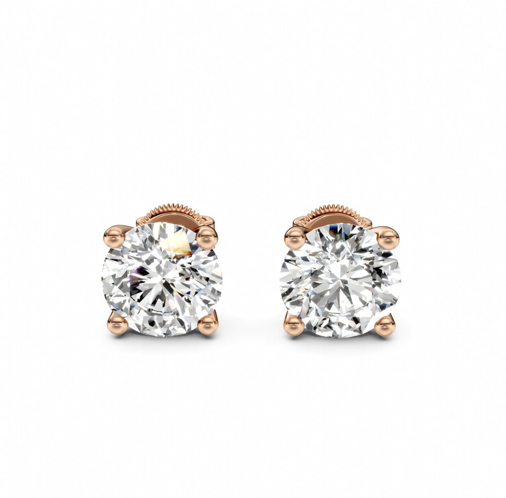 4 ct Round Cut Stud Solitaire Butterfly Diamond Earrings VS1 D White Gold 14k