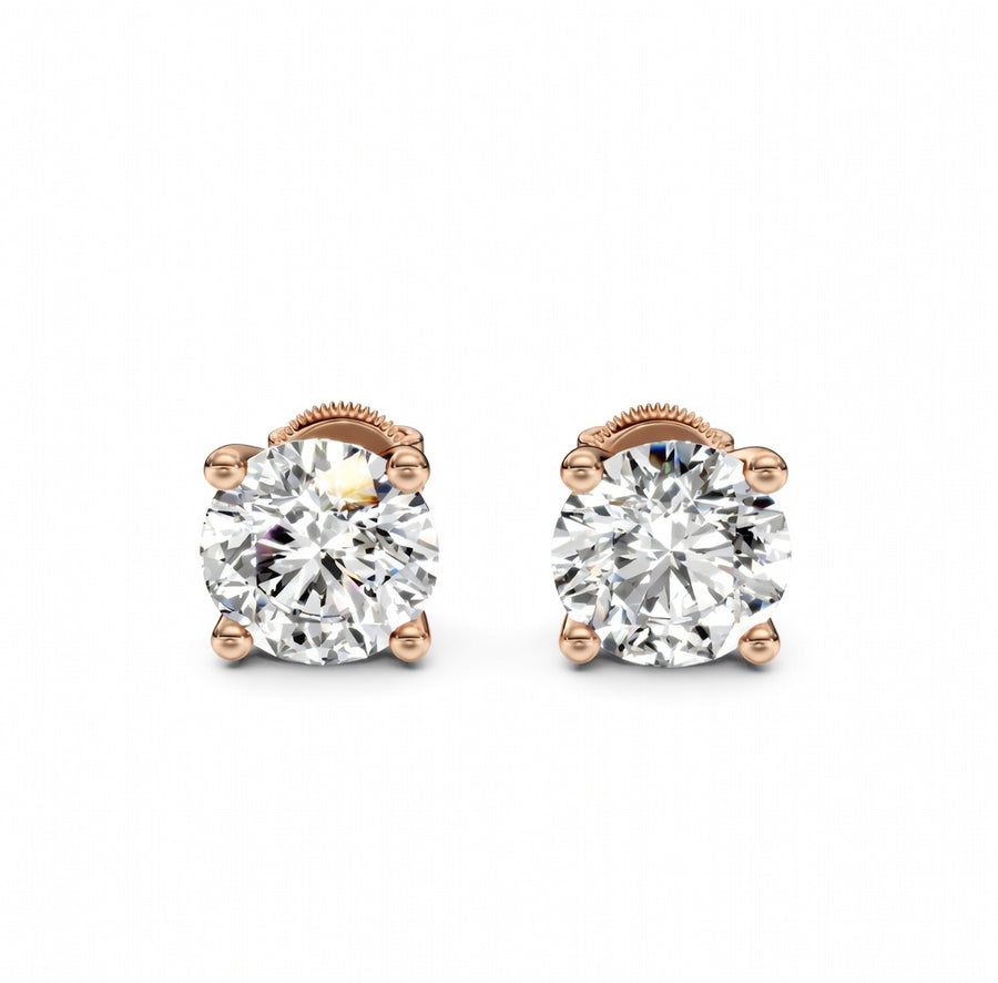4 ct Round Cut Stud Solitaire Butterfly Diamond Earrings VS1 D White Gold 14k