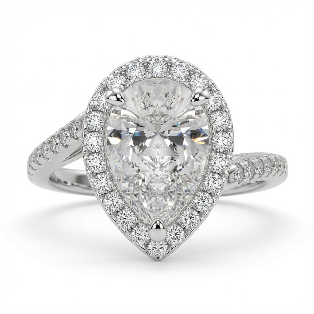 Paloma  Pear Cut Pave Halo Engagement Ring