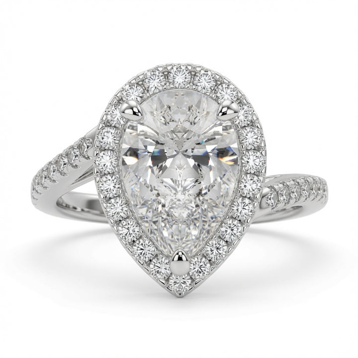 Paloma  Pear Cut Pave Halo Engagement Ring
