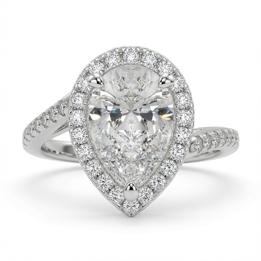 Paloma 3.35 Carat Pear Cut Pave Halo Engagement Ring
