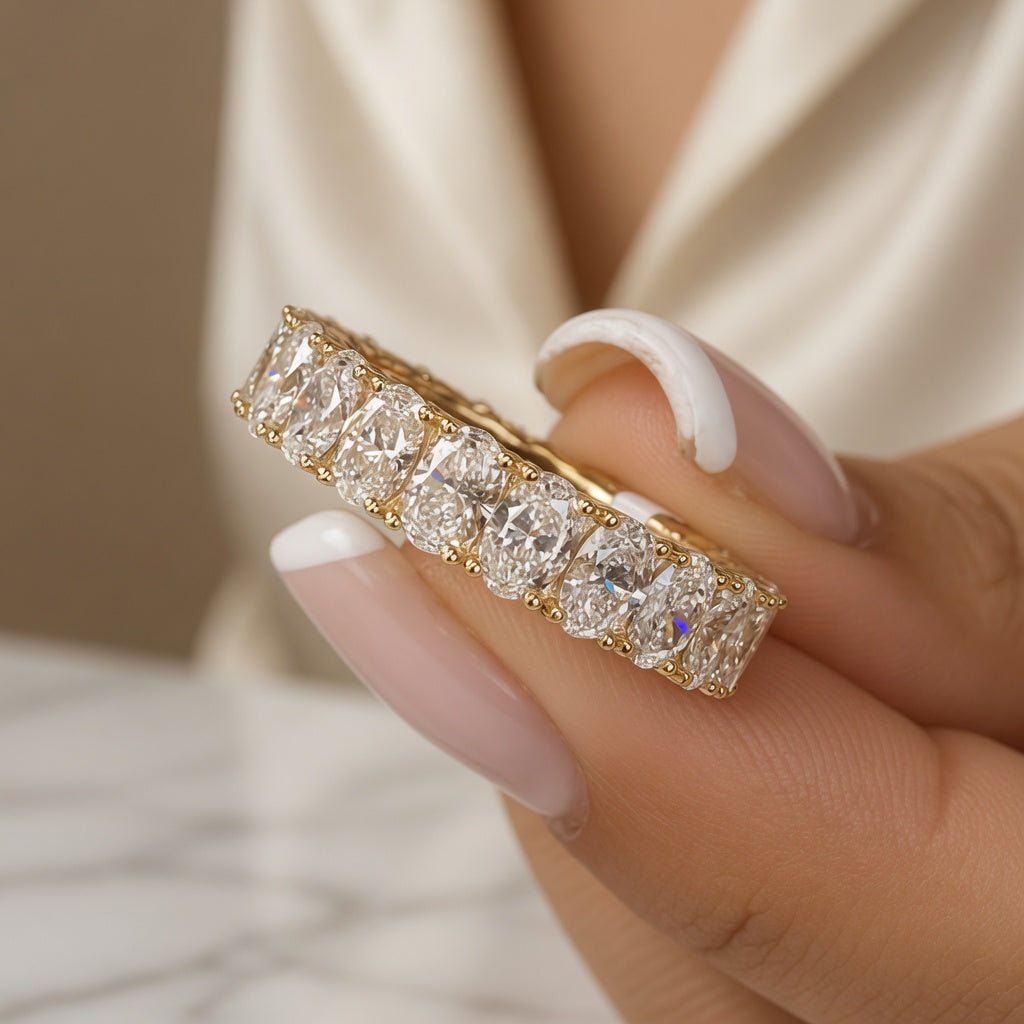 4.06 CT Lab-Grown Diamond Eternity Ring in 14K White Gold (D–F / VS1–VS2)