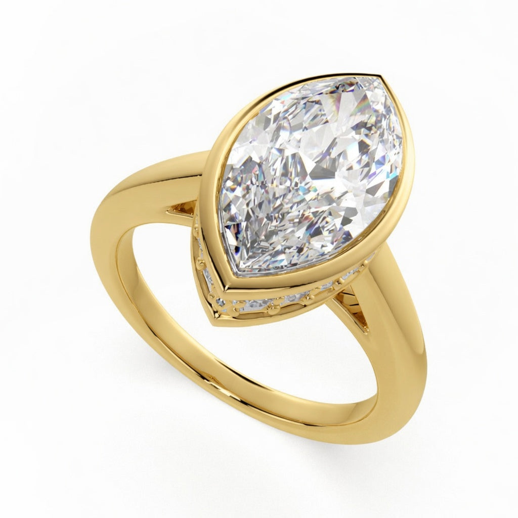 Xenia 1.15 Carat Marquise Cut Halo Pave Solitaire Engagement Ring