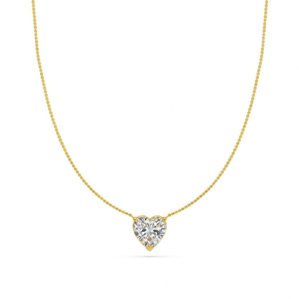 3 Ct Heart Shaped Cut Diamond Pendant Necklace VS1 D-F White Gold 14k
