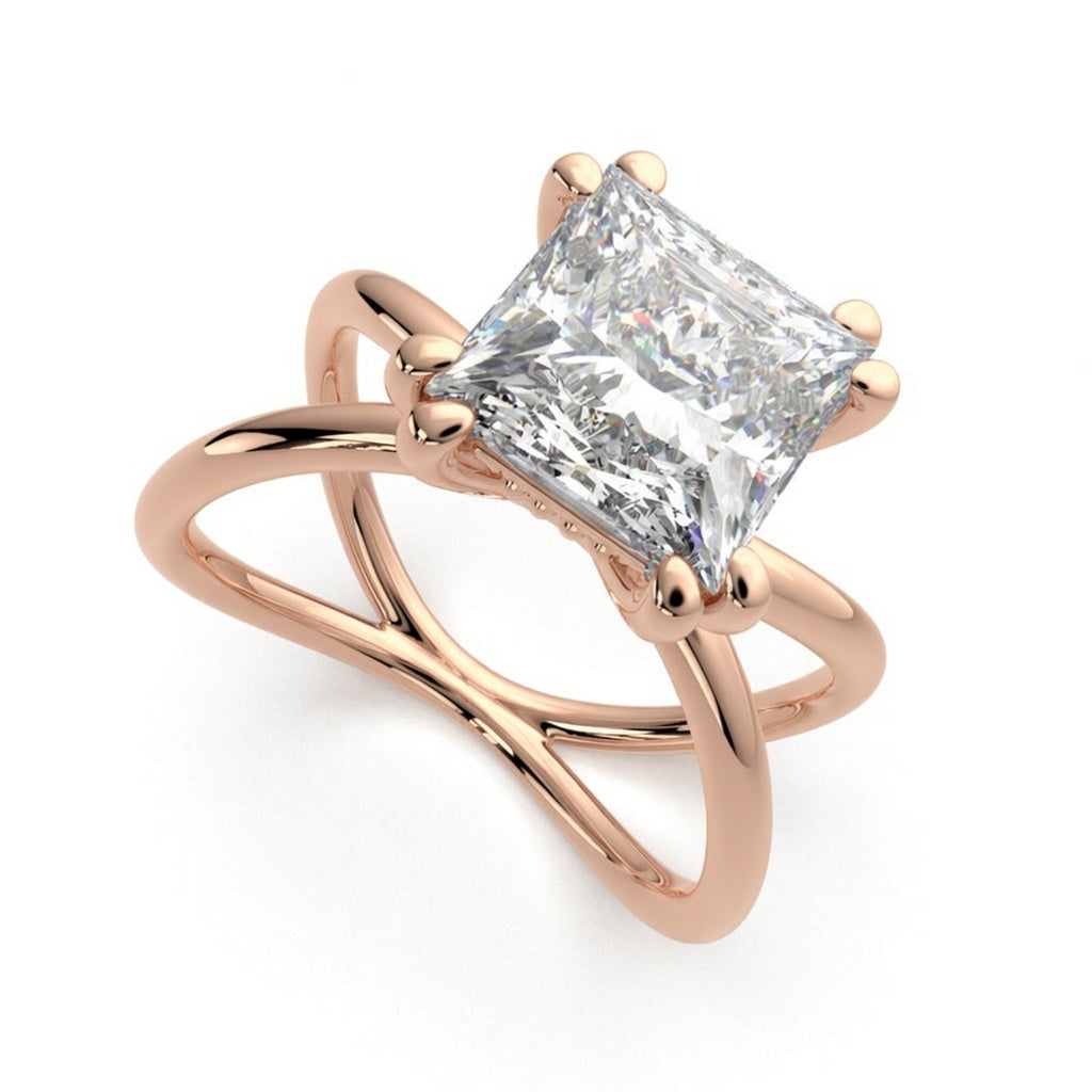 Tatiana 4 Carat Princess Cut Solitaire Split Shank Engagement Ring