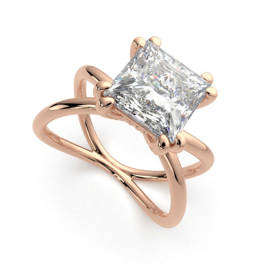 Tatiana 4 Carat Princess Cut Solitaire Split Shank Engagement Ring