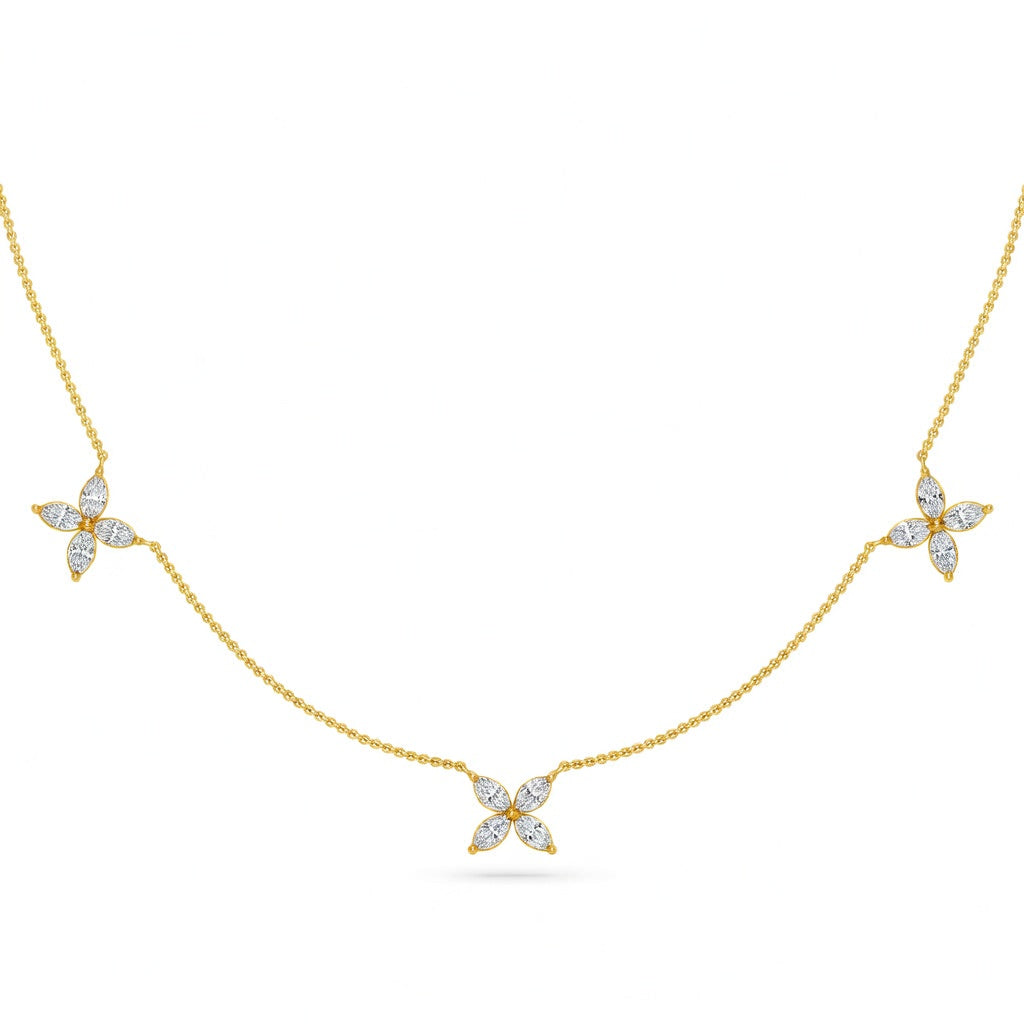 0.9 Ct Marquise Cut Diamond Chain Necklace VS1 D-F White Gold 14k