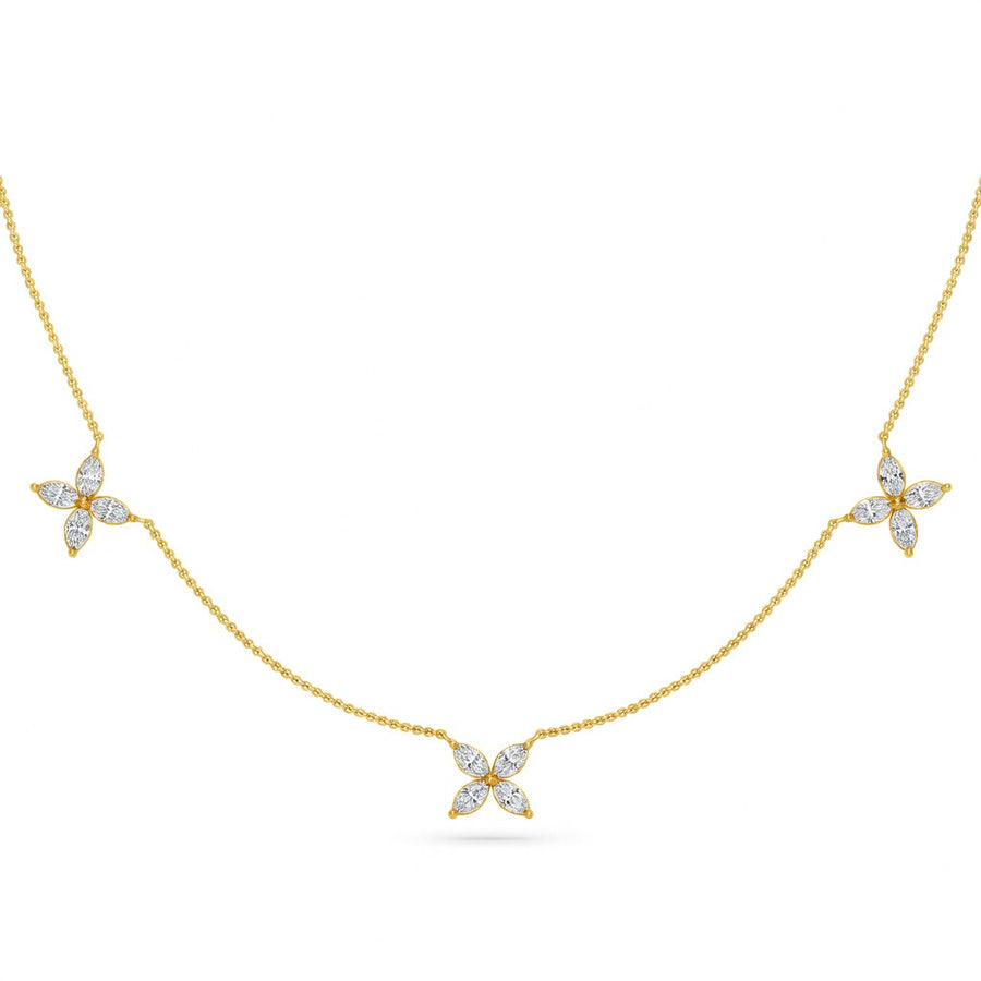 0.85 Ct Marquise Cut Diamond Chain Necklace VS1 D-F White Gold 14k