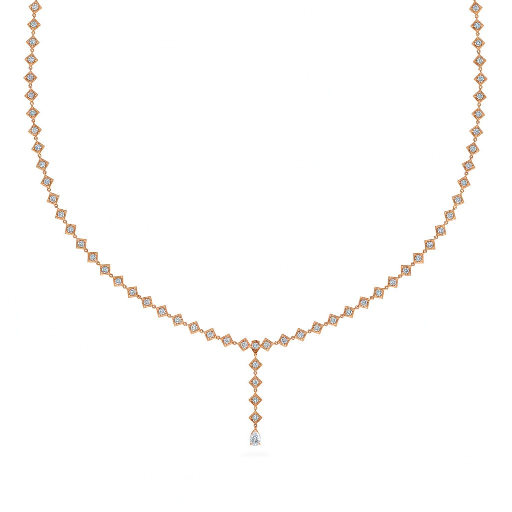 4.75 Ct Pear round Cut Diamond Lariat Necklace VS1 D-F White Gold 14k
