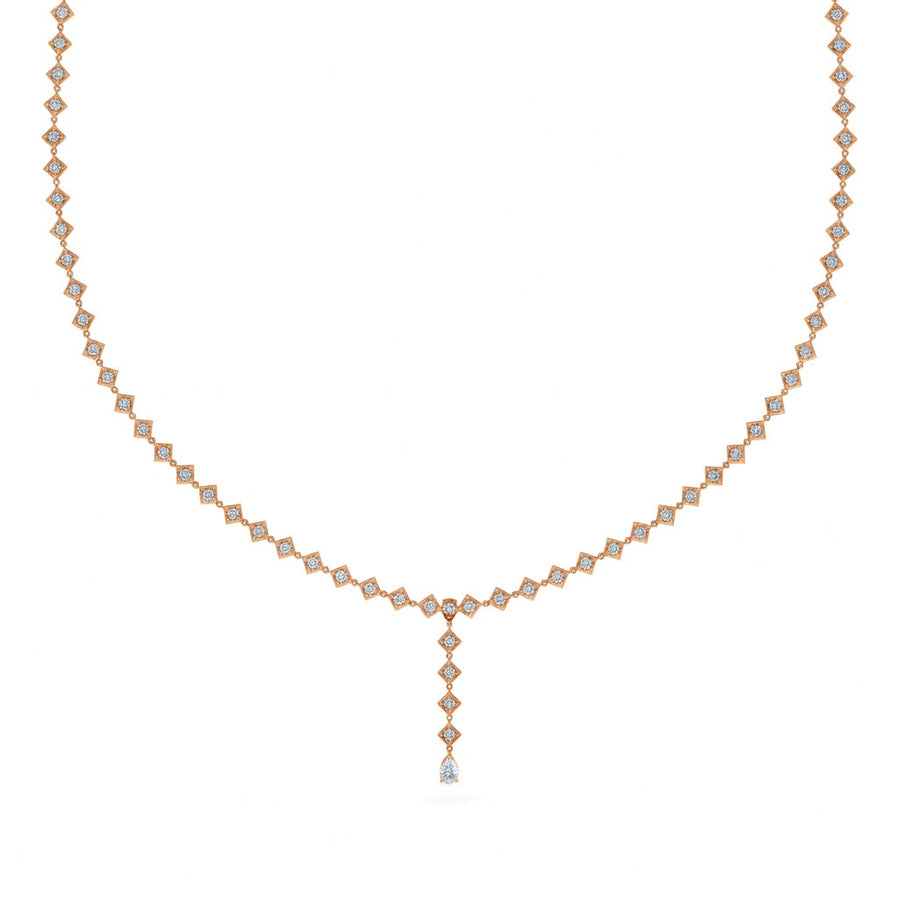 4.75 Ct Pear round Cut Diamond Lariat Necklace VS1 D-F White Gold 14k