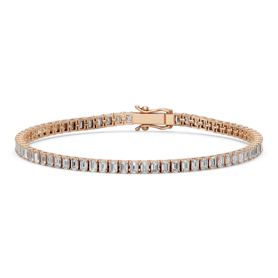5.73 Carat Emerald Cut Diamond Tennis Bracelet VS1 D F White Gold 14k
