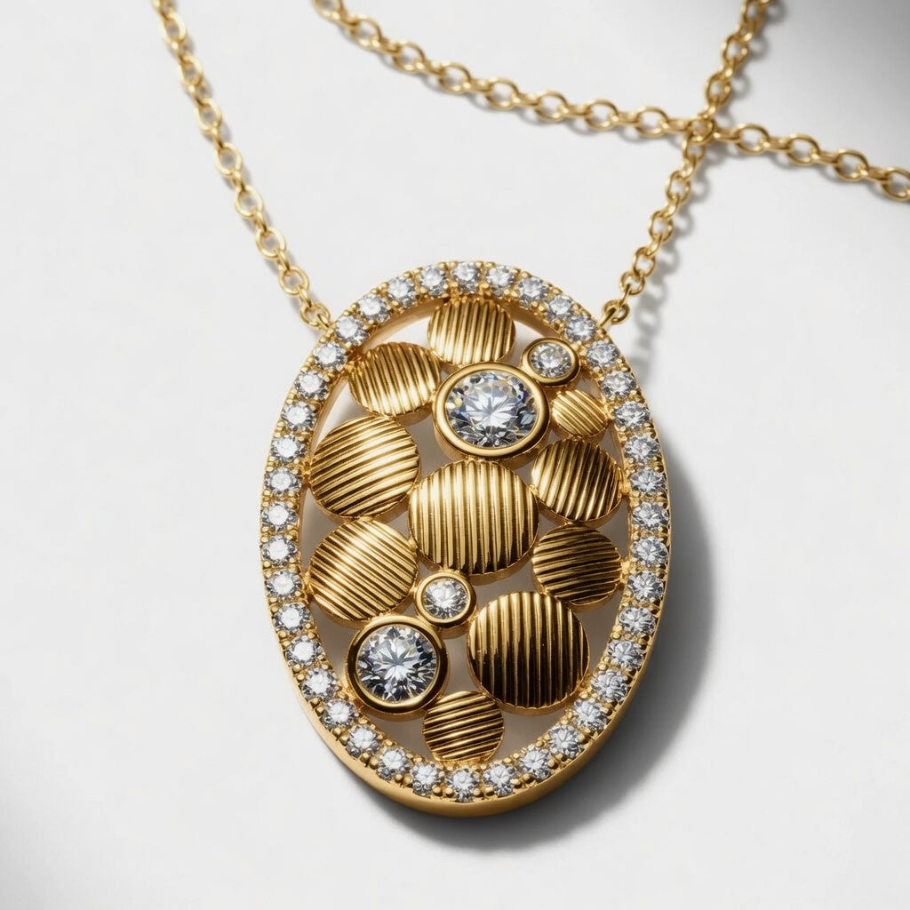 1.00 CTW Round Lab-Grown Diamond Oval Pebbles Pendant (D–F / VS1–VS2)