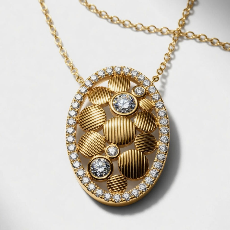 1.00 CTW Round Lab-Grown Diamond Oval Pebbles Pendant (D–F / VS1–VS2)