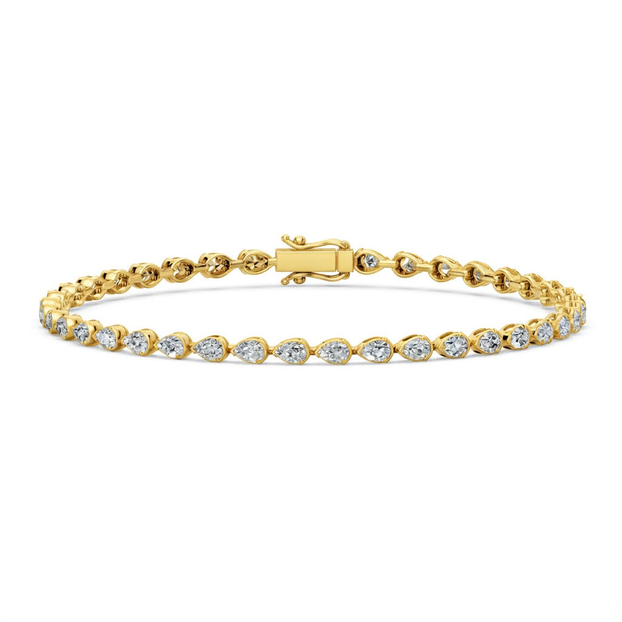 4.1 Carat Pear Cut Diamond Tennis Bracelet VS1 D F White Gold 14k