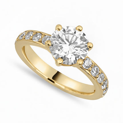 Nora 2.2 ct Lab Grown Round Cut Classic 6 Prong Diamond Engagement Ring