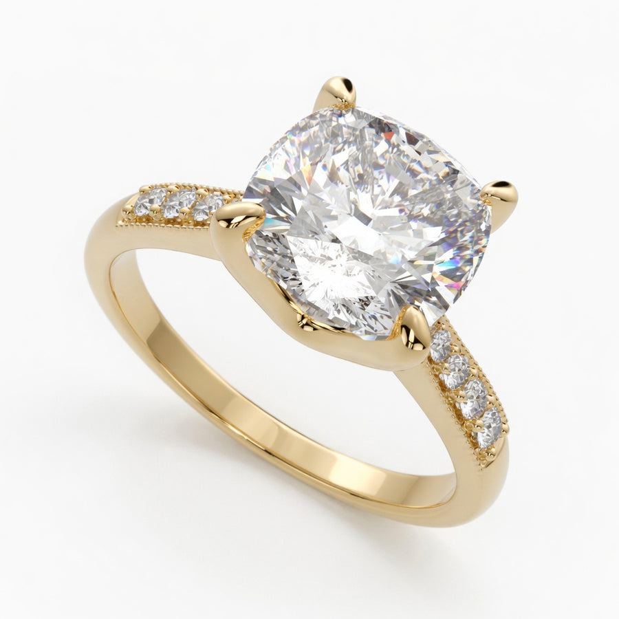 Federica 2.4 Carat Cushion Cut 4 Prong Engagement Ring