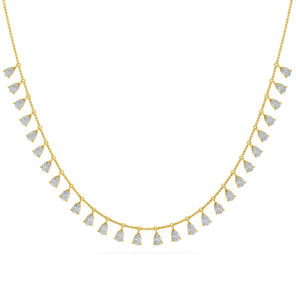 3.8 Ct Pear Cut Diamond Chain Necklace VS1 D-F White Gold 14k