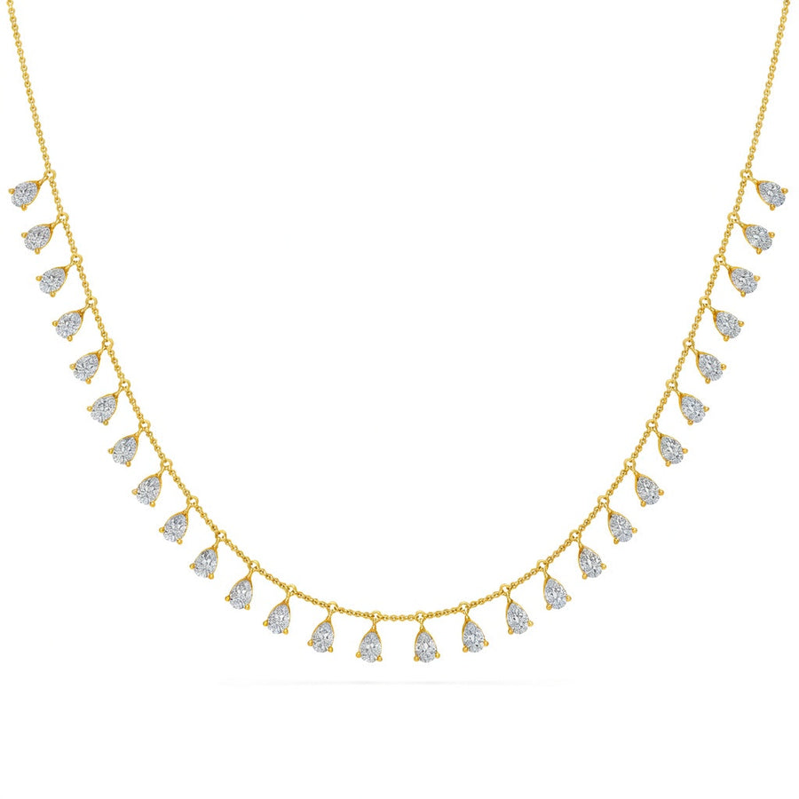 3.8 Ct Pear Cut Diamond Chain Necklace VS1 D-F White Gold 14k