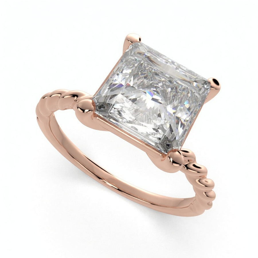 Renata 3 Carat Princess Cut Solitaire Rope Engagement Ring