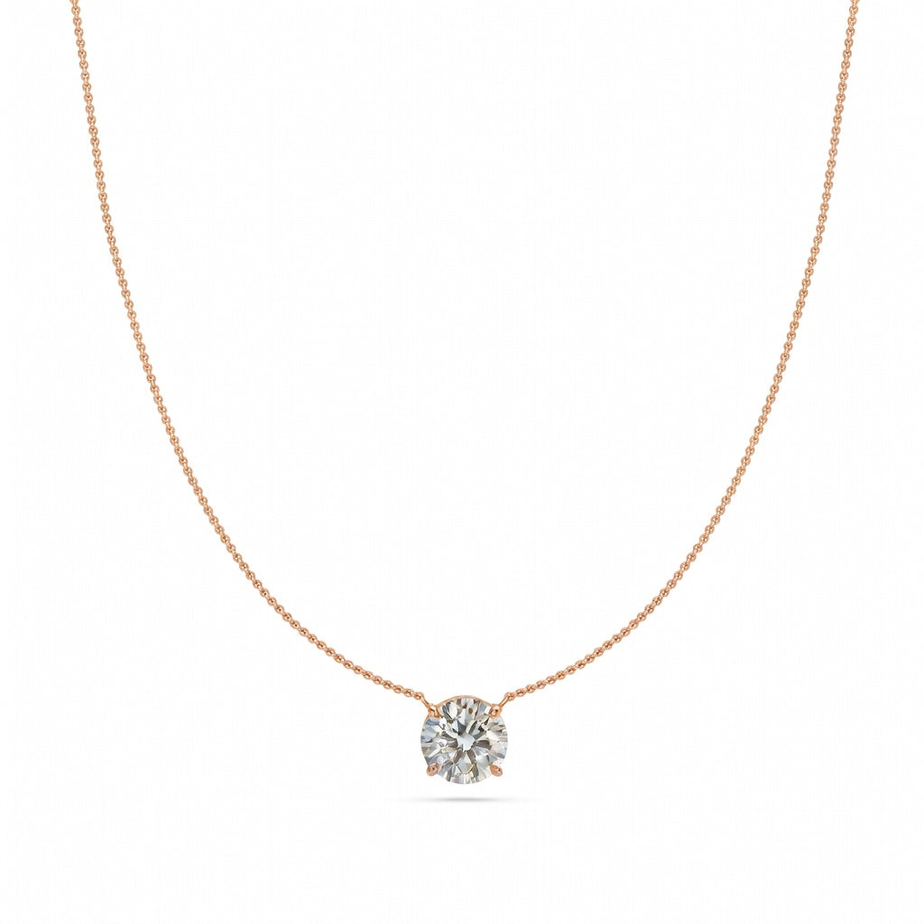 2 Ct Round Cut Diamond Pendant Necklace VS1 D-F White Gold 14k