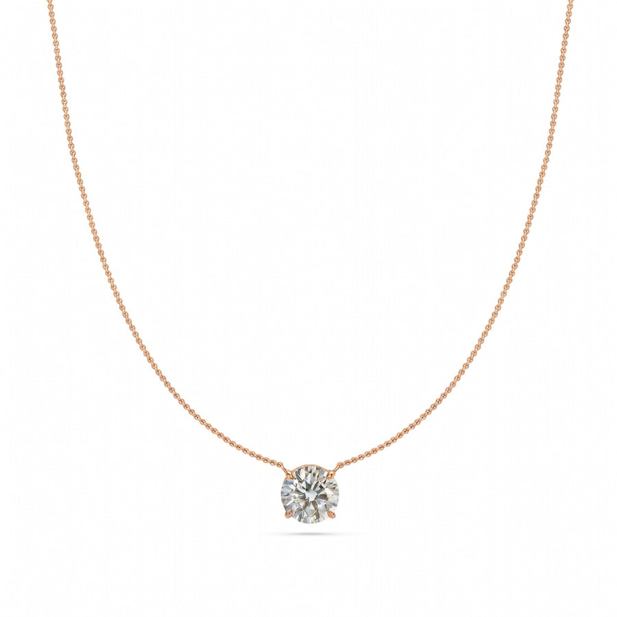 2 Ct Round Cut Diamond Pendant Necklace VS1 D-F White Gold 14k