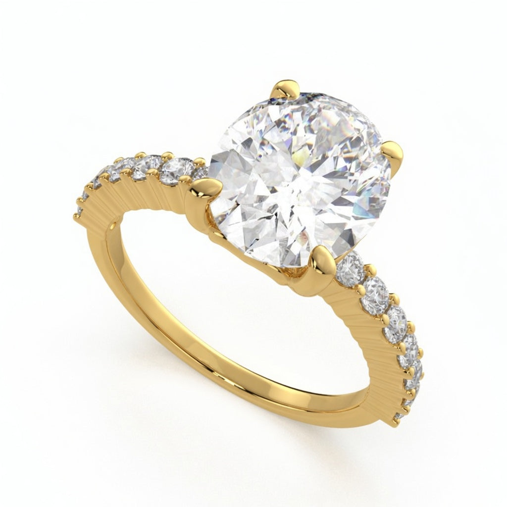Lavinia 3.35 Carat Oval Cut Side Stone 4 Prong Engagement Ring
