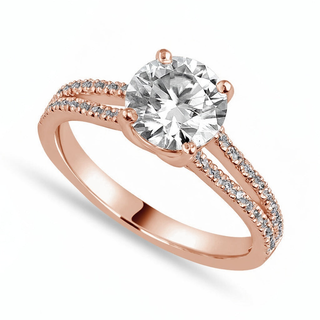 Gabriella 2.72 ct Lab Grown Round Cut Pave 4 Prong Diamond Engagement Ring