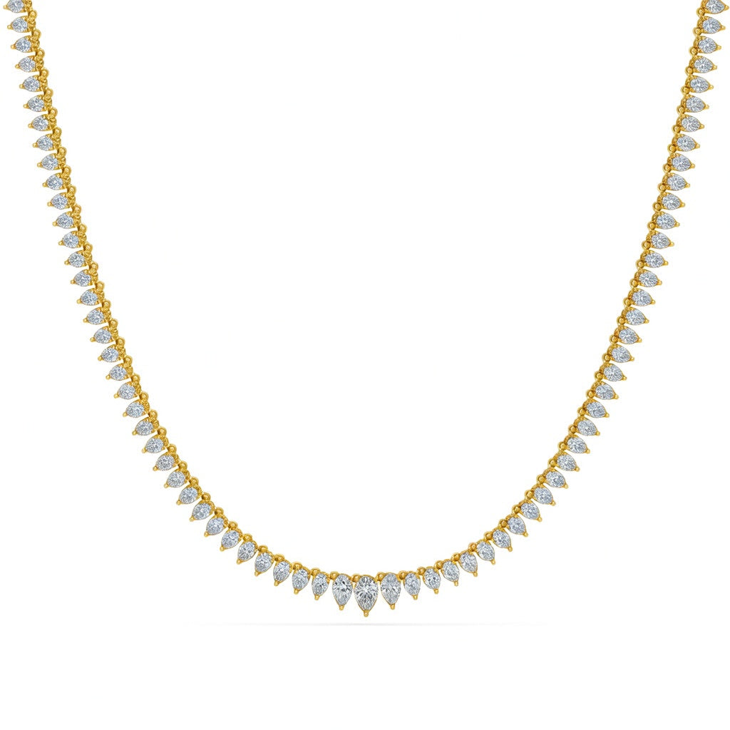 15.3 Ct Pear Cut Diamond Tennis Necklace VS1 D-F White Gold 14k