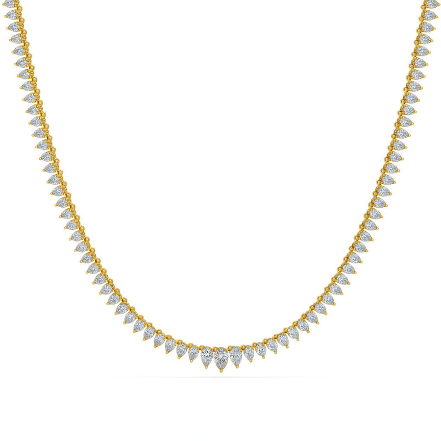 15.3 Ct Pear Cut Diamond Tennis Necklace VS1 D-F White Gold 14k