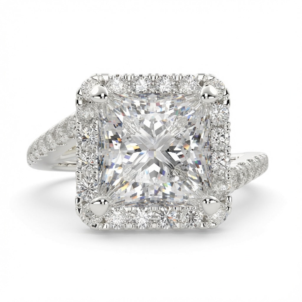 Paloma  Princess Cut Pave Halo Engagement Ring