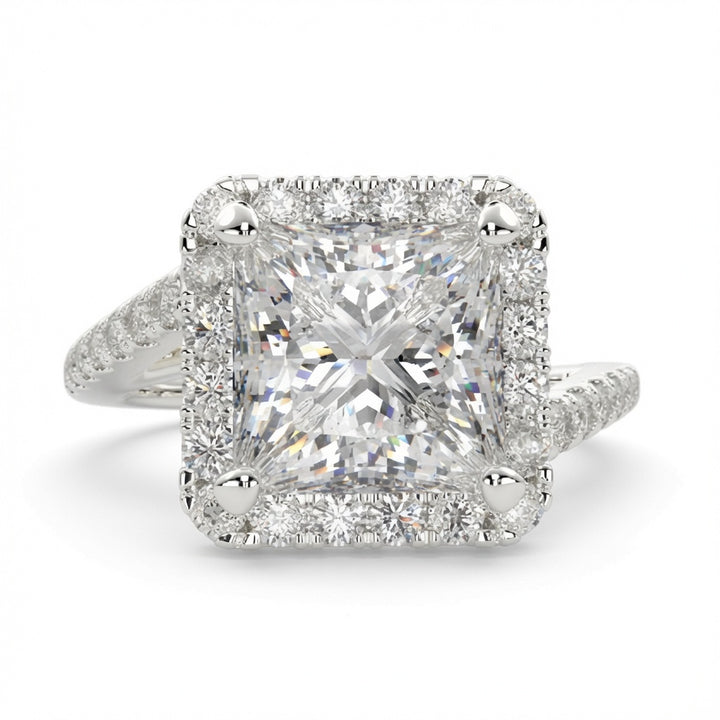Paloma  Princess Cut Pave Halo Engagement Ring