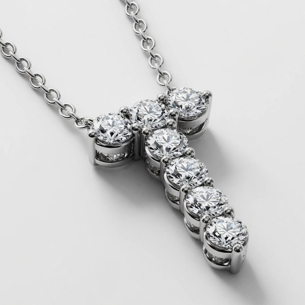 1.00 CTW Round Lab-Grown Diamond Initial T Personalized Pendant (D–F / VS1–VS2)