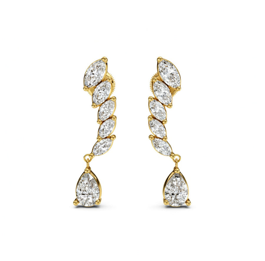 2.2 ct Marquise Pear Cut Dangle/Drop Prong Diamond Earrings VS1 D White Gold 14k