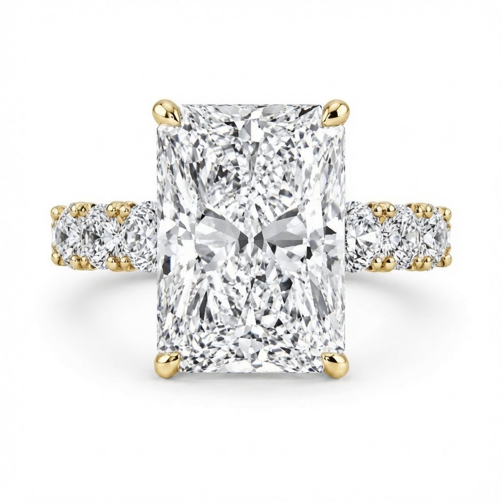4.00 CT Radiant Cut Lab-Grown Diamond Hidden Halo Engagement Ring in 14K White Gold – Statement Bridal Design