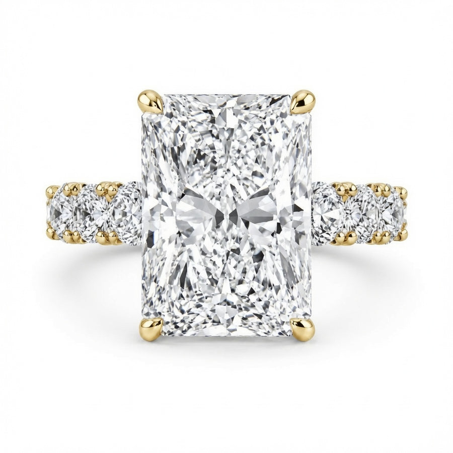 4.00 CT Radiant Cut Lab-Grown Diamond Hidden Halo Engagement Ring in 14K White Gold – Statement Bridal Design